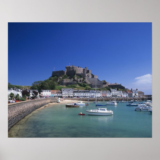 Póster Castelo Mount Orgueil e porto, Gorey, Jersey (Frente)