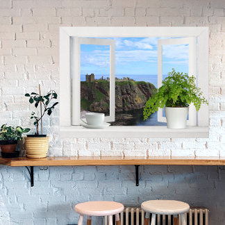 Póster Castelo na Escócia — Vista Aberta da Janela da Cos