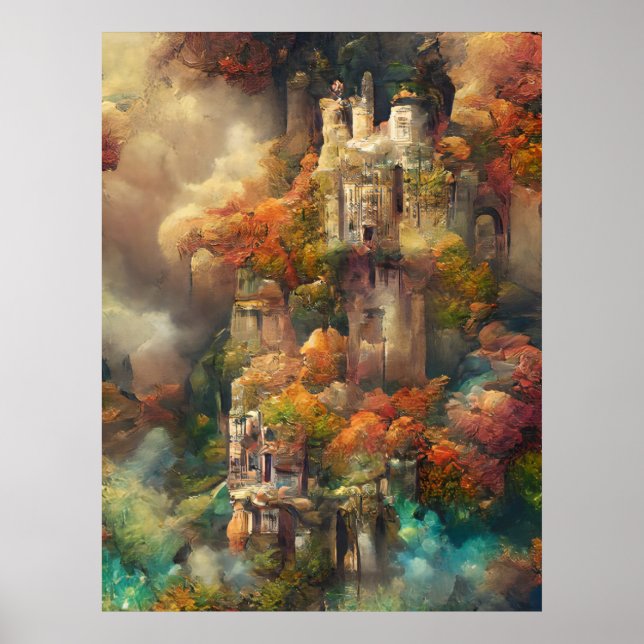 Poster Castelo Na Floresta, Selva Fantástica, Castelo Mág (Frente)