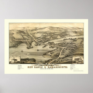 Póster Castelo novo & Damariscotta, MIM mapa panorâmico