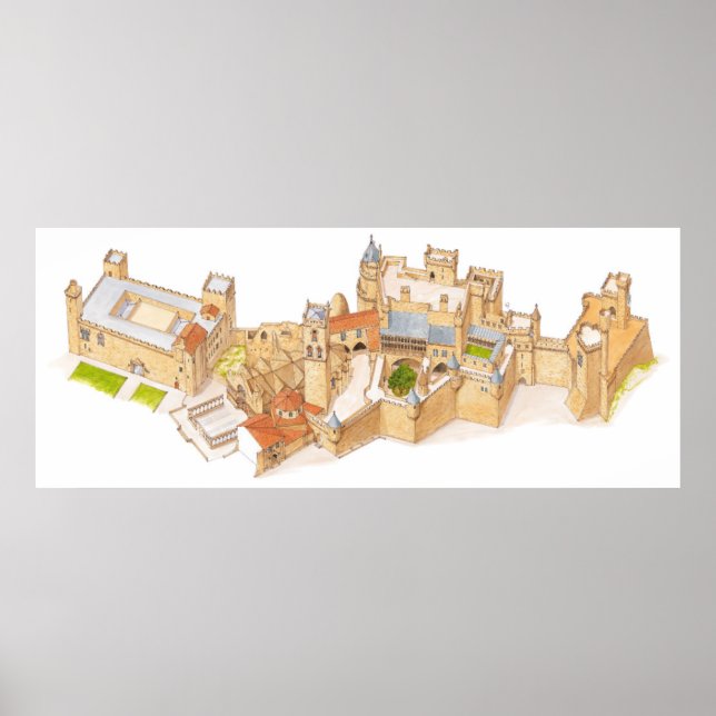 Poster Castelo Olite. Espanha Navarra (Frente)