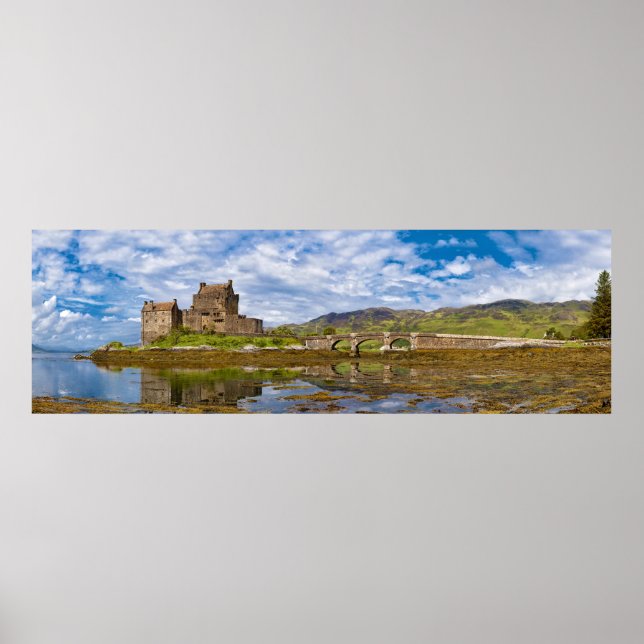Póster Castelo Panorama Eilean Donan visto do sul (Frente)
