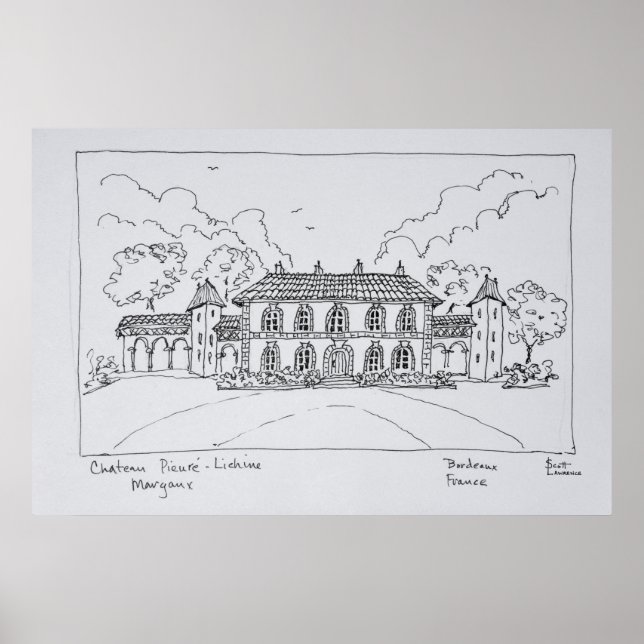 Poster Castelo Prieure-Lichine, Margaux, Bordéus (Frente)