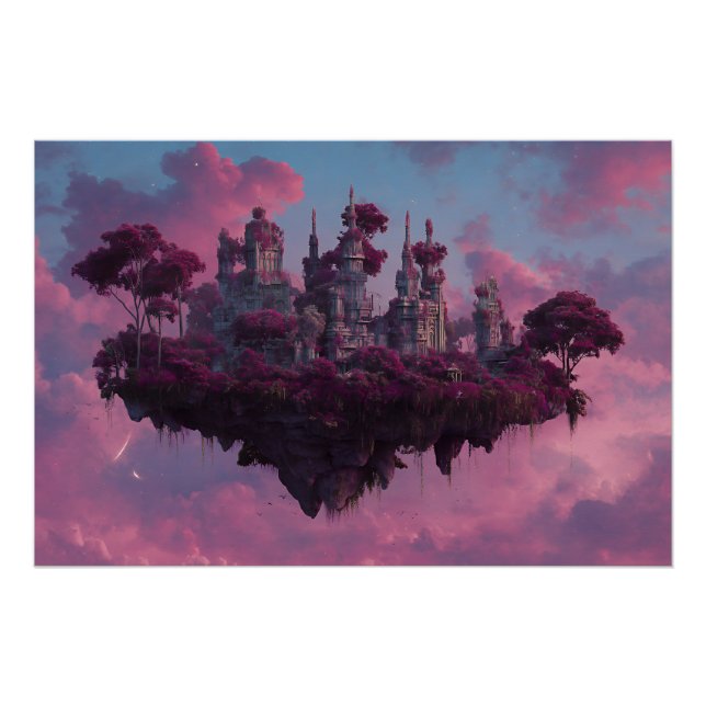 Póster Castelo Rosa Ilha Flutuante (Frente)