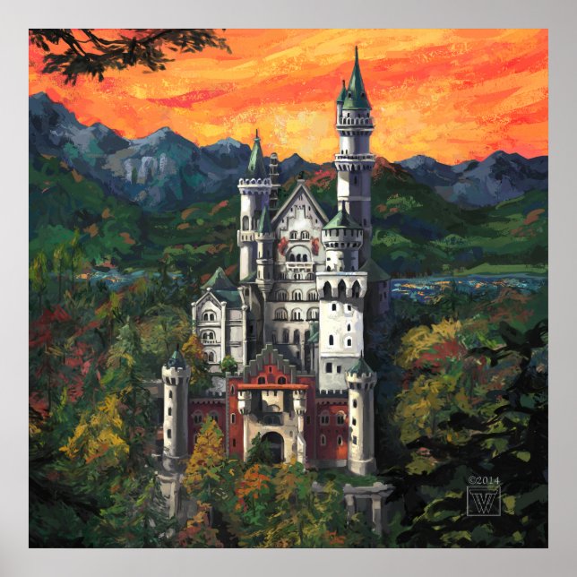 Póster Castelo Schloss Neuschwanstein (Frente)