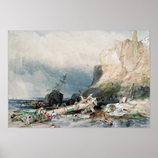 Póster Castelo Tynemouth, Tyne e Visto com Wreck (Frente)