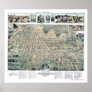 Poster Castelo Verde, NO Mapa Panorâmico - 1886