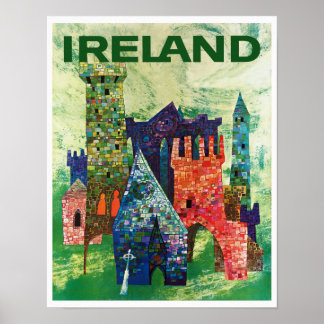Póster Castelos da viagens vintage da Irlanda