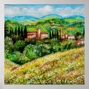 POSTER CASTELOS NA PAISAGEM CHIANTI, CAMPOS AMARELOS
