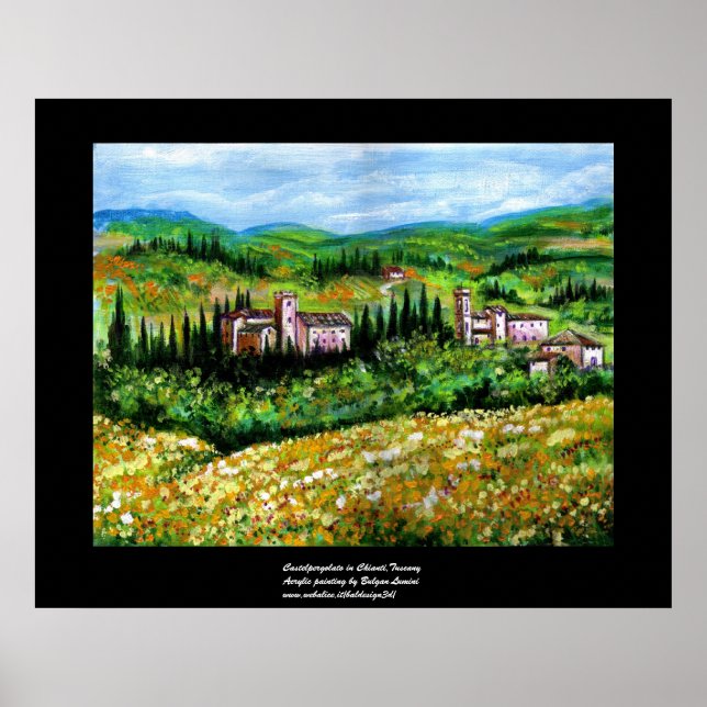 PÓSTER CASTELOS NA PAISAGEM DE CHIANTI, CAMPOS DE FLORES  (Frente)