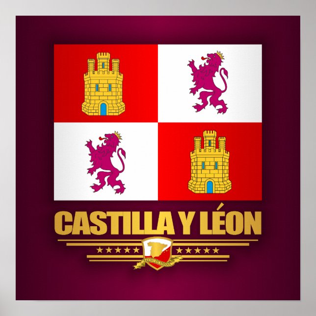Póster Castilla y Leon Flag (Frente)