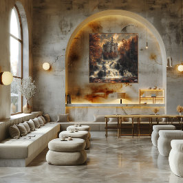 Póster Castillo en Cascada: Impresionista y Realista