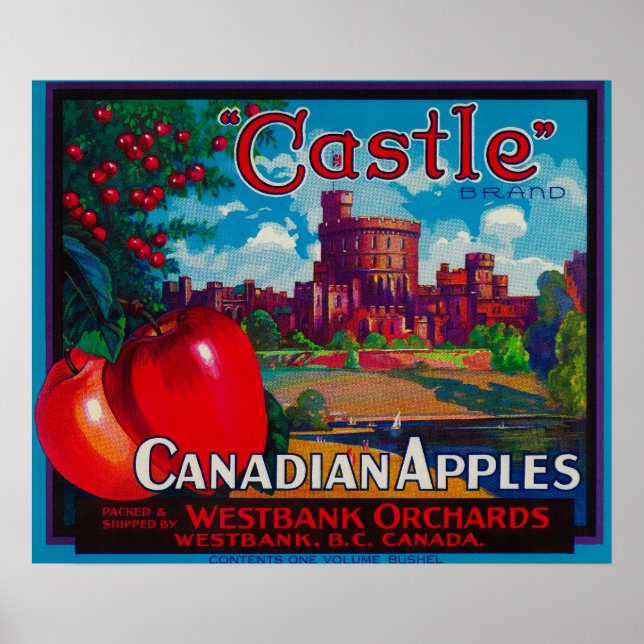 Poster Castle Apple Label - Westbank B.C. Canada (Frente)