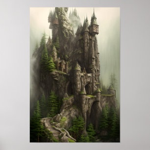 Poster Castle Enchied Forest Fantasy Art
