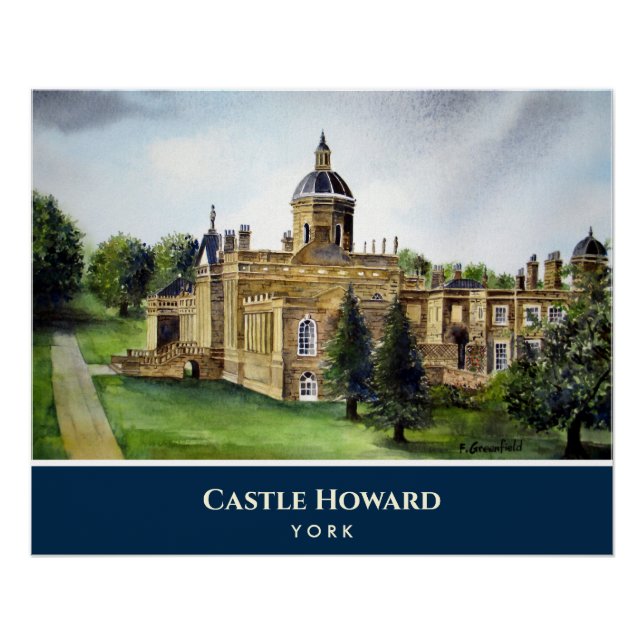 Póster Castle Howard York England Watercolor Painting (Frente)