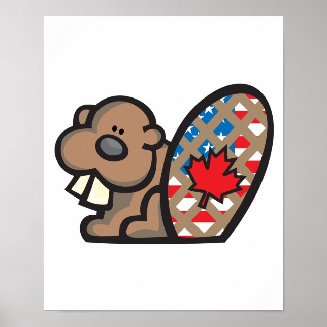 Póster castor canadiano americano fofo (Frente)