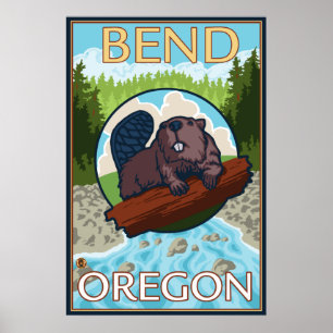 Póster Castor & rio - curvatura, Oregon