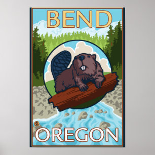 Póster Castor & rio - curvatura, Oregon