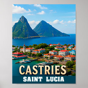 Poster Castries Porto Caribenho e Paraíso Tropical