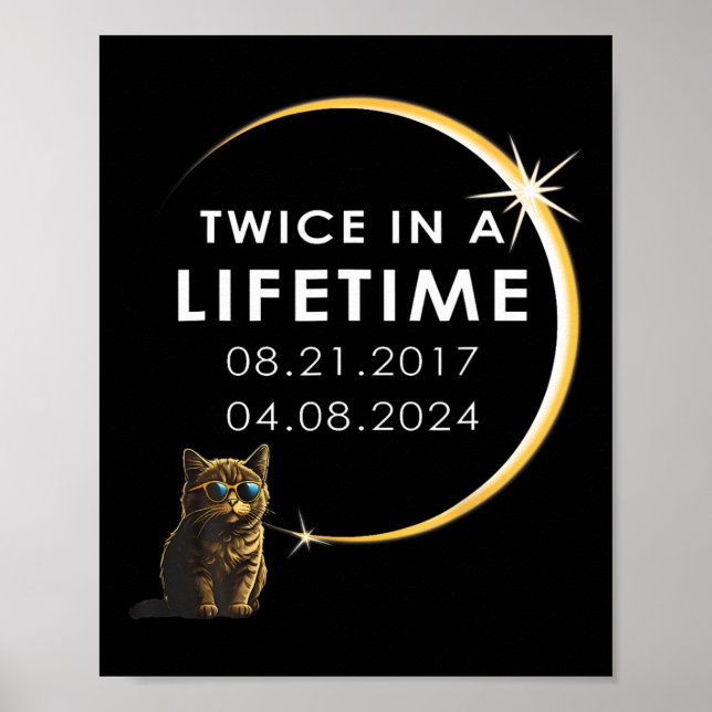 Poster Cat 2024 Eclipse Solar Total Duas Vezes Em Vida (Frente)