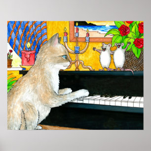Póster Cat 506 tocando piano