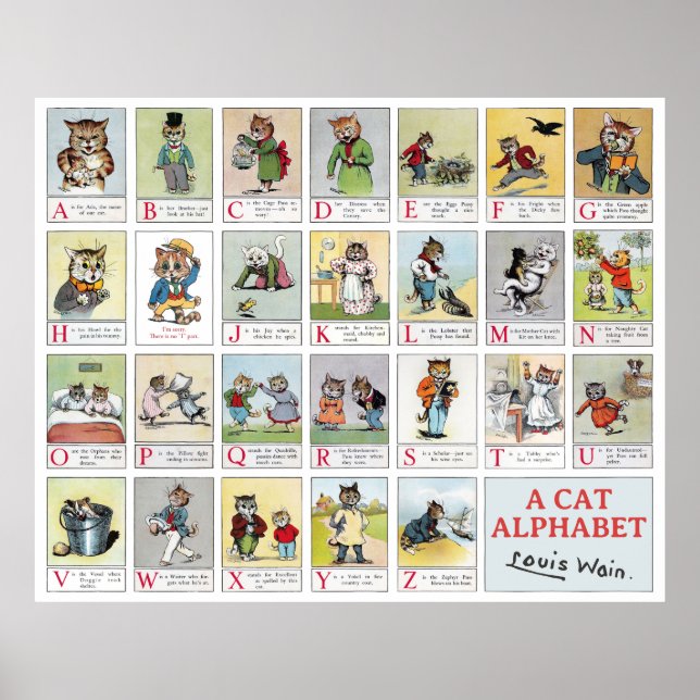 Poster Cat Alphabet, Louis Wain (Frente)