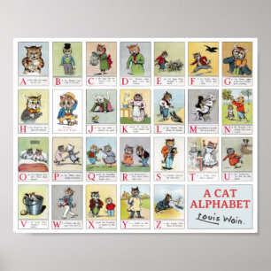 Poster Cat Alphabet, Louis Wain