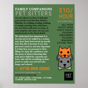 Poster Cat and Dog, Pet Sitting Service Publicidade