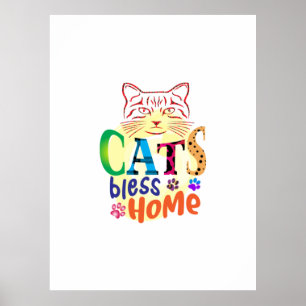 Poster Cat Art Cats Bless Home