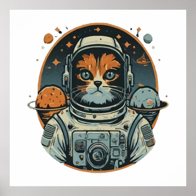 Poster Cat-astronauta em Asteroides (Frente)