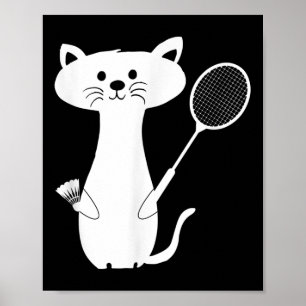 Poster Cat Badminton Shuttle Para Mulheres Homens Criança