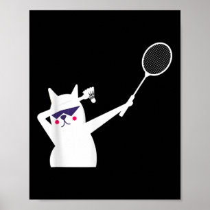 Poster Cat Badminton Shuttle Para Mulheres Homens Criança