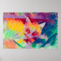 Cat Boho Yellow Colorful Hippie Pop Art
