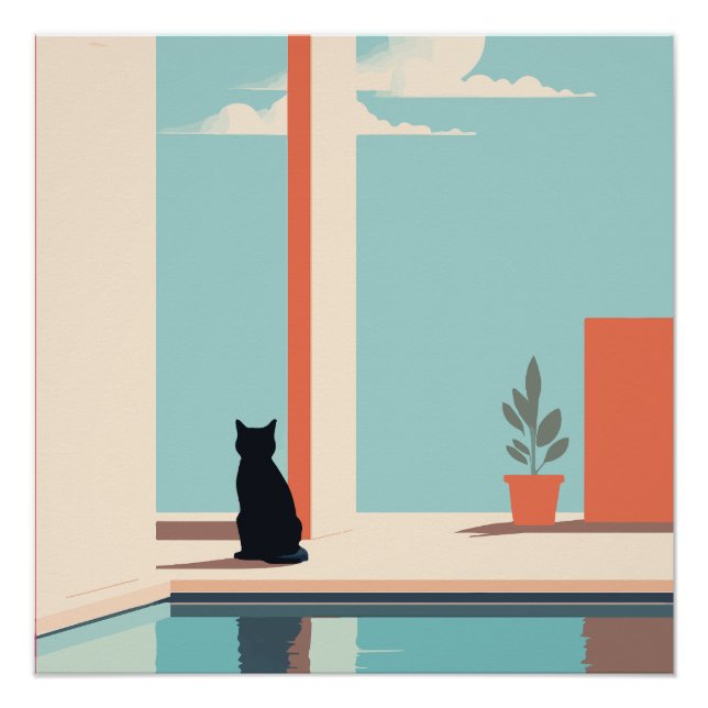 Póster cat by the pool (Frente)