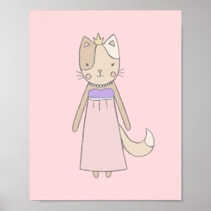 Poster Cat cartoon girl princess pink nursery