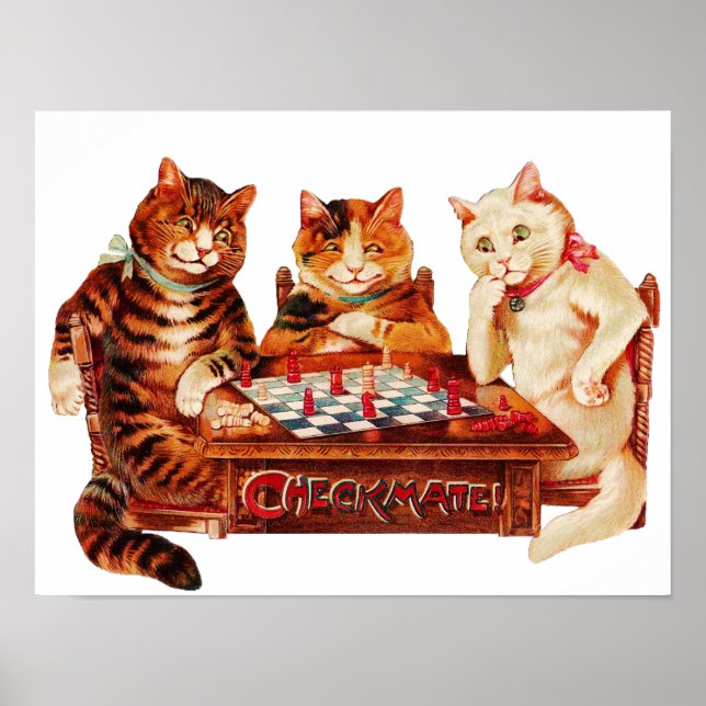 Poster Cat Chess Checkmate Louis Wain (Frente)