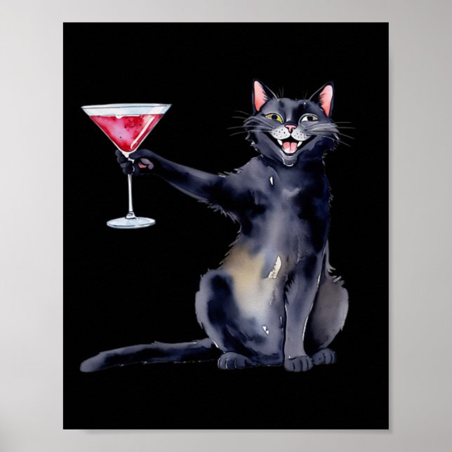 Poster Cat Com Martini Gl Tail (Frente)
