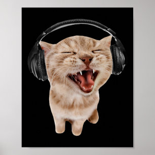 Poster Cat com Memória de Fones de ouvido