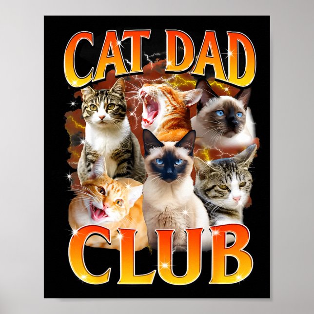 Poster Cat Dad Club Funny Life Is Better With Cats Father (Frente)