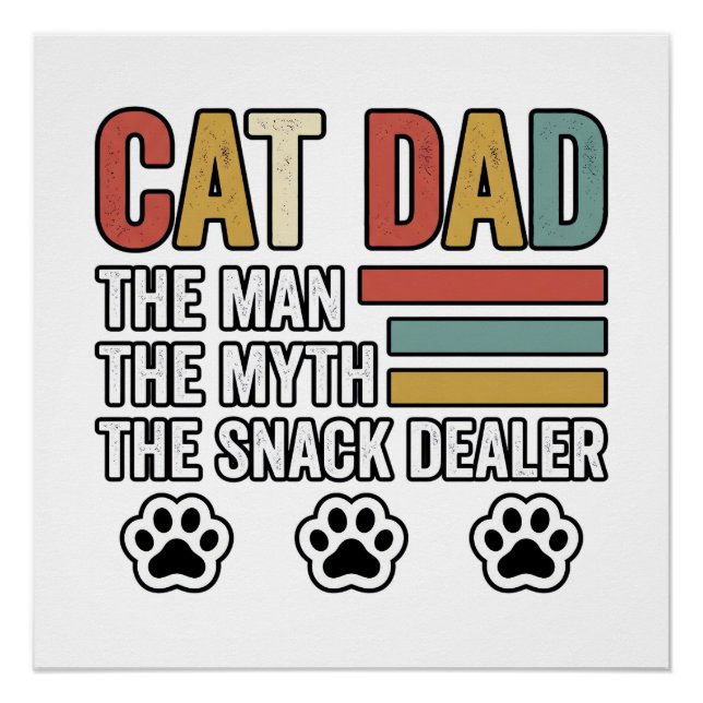 Póster Cat Dad Vintage Funny Snack Dealer Shirt Design_1 (Frente)