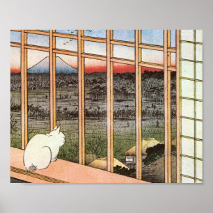 Poster Cat e Monte Fuji, Hiroshige