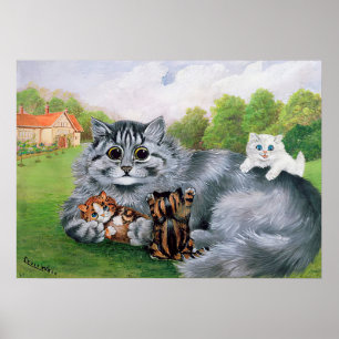 Poster Cat e seus gatinhos, Louis Wain