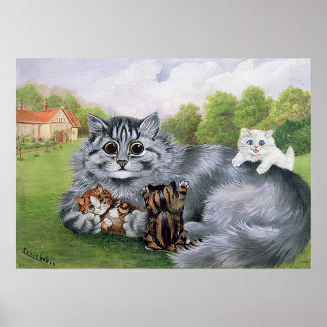 Poster Cat e seus Kittens, Louis Wain (Frente)