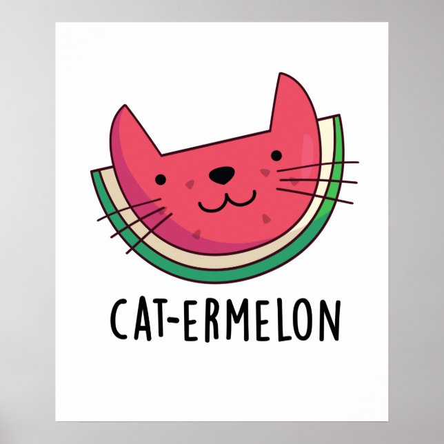 Poster Cat-ermelon Funny Cat Watermelon Pun (Frente)