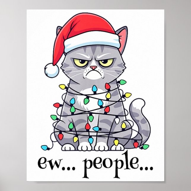 Poster Cat Ew People Adult Humor Mens Womens Introvert An (Frente)