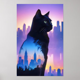 Poster Cat Exposição Dupla Doméstica Pet Animal City Life