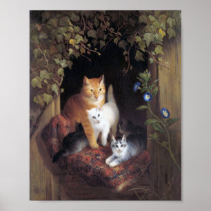 Poster Cat Family e Ivy Leaf por Henriette Ronner-Knip