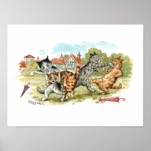 Poster Cat Fight Louis Wain