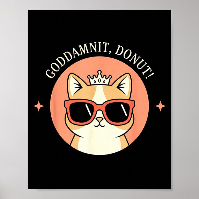 Poster Cat - Godit, Donut! Sy Retro Cat Lover Design  (Frente)