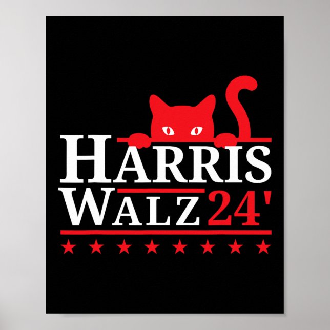 Poster Cat Lady For Kamala Harris Tim Walz Vp 2024 (Frente)